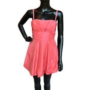 Peach Taffeta Strapless Short Dress